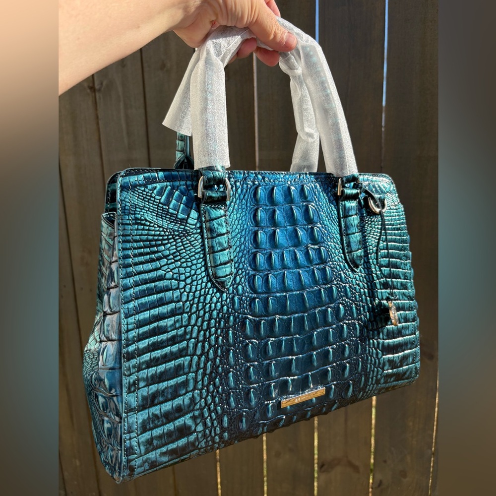 😳🚨SALE🚨😳 NWT BRAHMIN BLUE PATINA aka Verdigris 2.0 SMALL FINLEY SATCHEL
